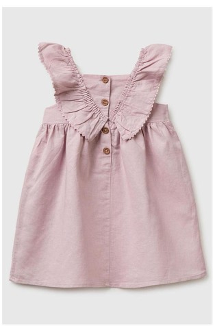 Linen blend dress with ruffles