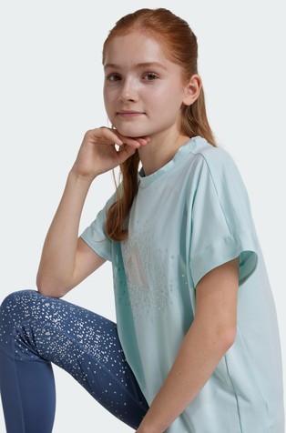 ADIDAS Glam majica s kratkimi rokavi in svetlečim logotipom Modra - Blue 5