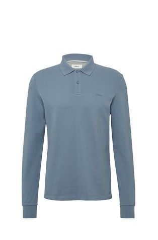 Long-sleeved cotton piqué polo shirt