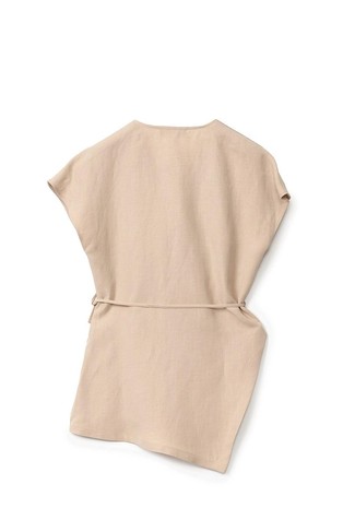 FABIANA FILIPPI Asimetrična bluza na preklop iz mešanice viskoze in lana Bež - Beige 2