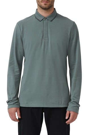 Polo majica z dolgimi rokavi iz dvobarvne piké tkanine