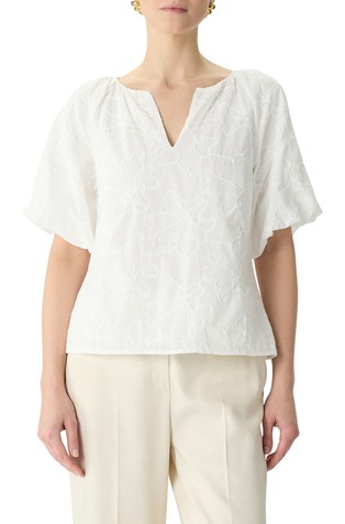 Cotton blouse with embossed embroideries
