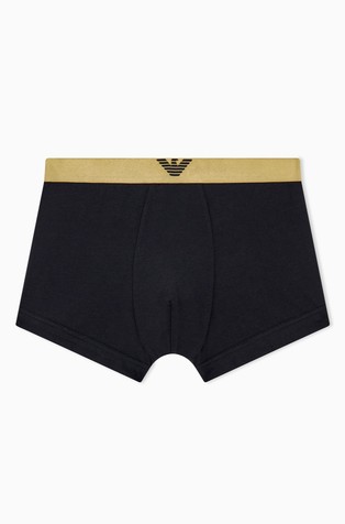 Stretch cotton jersey trunks with a shiny logo band