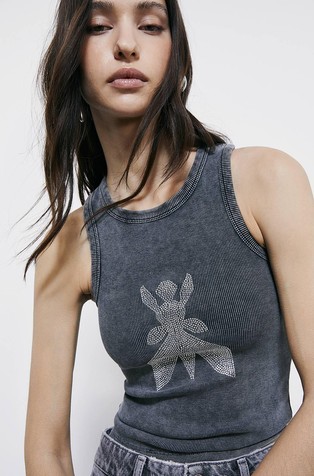 Fly logo majica brez rokavov z okrasnimi kamenčki