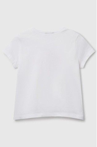 BENETTON Regular fit majica z bleščečim potiskom Bela - White 2