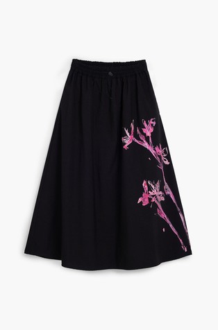 DESIGUAL Midi krilo z motivom orhideje Črna - Black / Multi 7