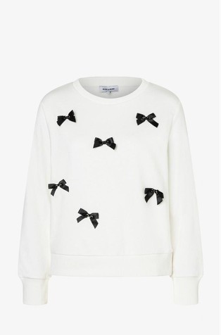 Pulover iz viskozne mešanice z dekorativnimi pentljami