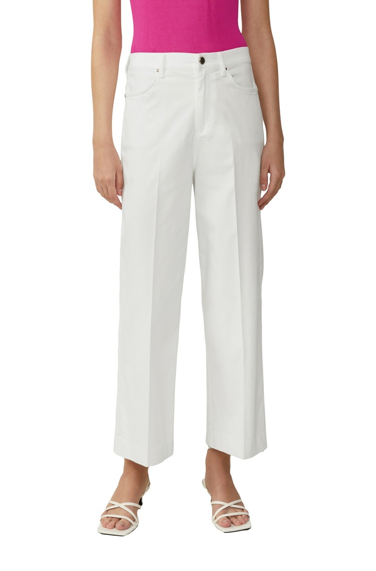 S.OLIVER Cropped hlače z visokim pasom Bela - White 