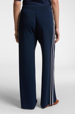 ELENA MIRO Knitted trousers with striped edges Navy Blue 2