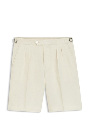 Tapered-fit shorts in linen with front pleats