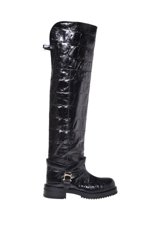 Mia visoki usnjeni škornji z vzorcem krokodilje kože