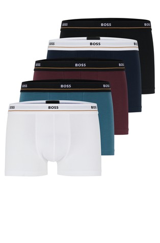 Five-pack of stretch-cotton trunks with logo waistband