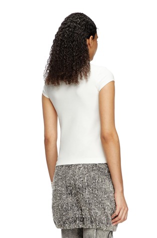 DIESEL Majica z izrezanim logotipom Bela - White / Red 2