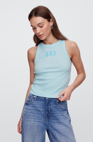 Ribbed Gap Logo Cropped Tank Top