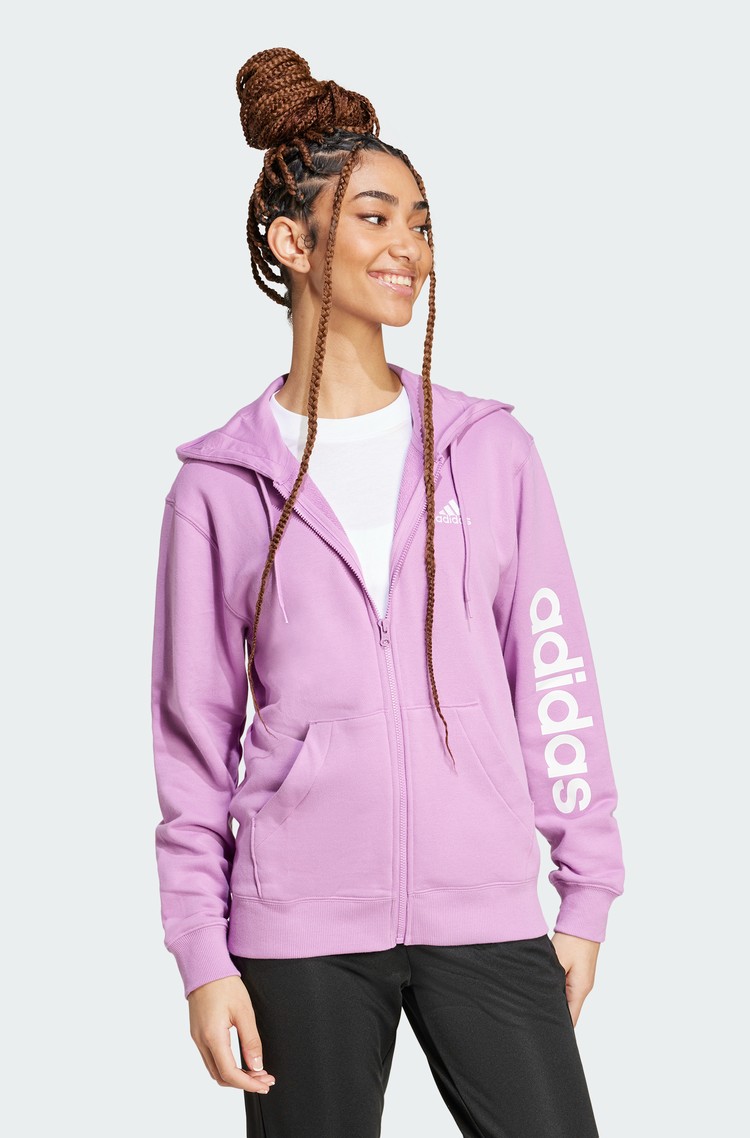 ADIDAS Essentials Linear jopa s kapuco in logotipom Škrlatna - Purple 