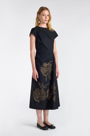 Cotton poplin dress with floral print