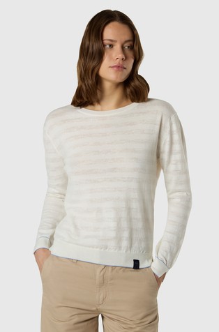 Striped sweater in cotton and linen