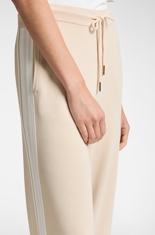 ELENA MIRO Knitted trousers with striped edges Sand 3