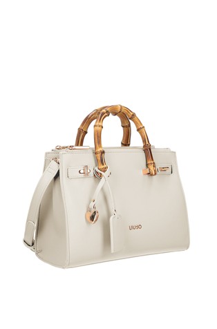 LIU JO Bag with bamboo-finish handles Off White 2