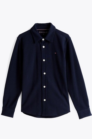TOMMY HILFIGER Regular fit srajca z mikro vafljasto teksturo Modra - Dark Blue 4