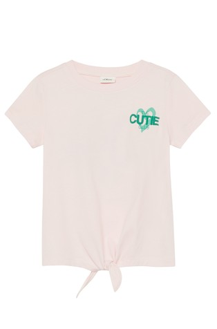 Loose fit majica z detajlom vozla in potiskom zadaj