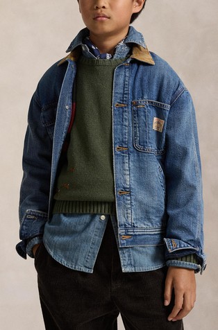 Denim jakna z žametnim ovratnikom