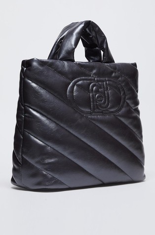 LIU JO Glossy quilted tote bag Anthracite 2