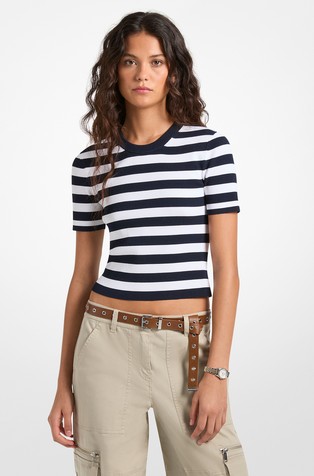 Striped Viscose-blend T-Shirt