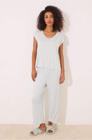 Viscose 7/8 pyjamas with short sleeves