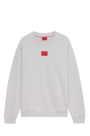 Cotton-terry sweatshirt with contrast logo label