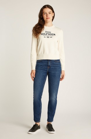 TOMMY HILFIGER Slim fit hlače z visokim pasom in skrajšano dolžino Modra - Blue 3