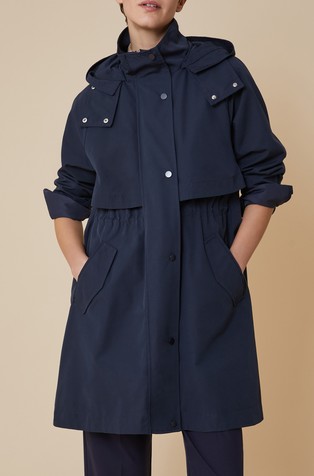 Trench coat in water-repellent technical fabric