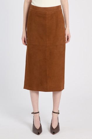 Suede midi skirt