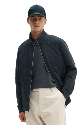 Hybrid scuba sweatshirt jacket with front quilting chambers