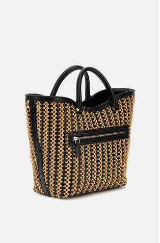 GUESS Atalia torba iz umetne rafije Večbarvna - Natural / Black 2
