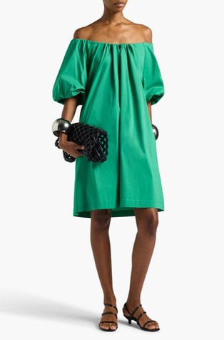 Off-shoulder poplin dress