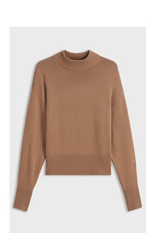 Relaxed fit pleten pulover s povišanim ovratnikom