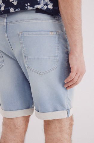 SPRINGFIELD Slim fit denim kratke hlače s spranim videzom Modra - Blue 4