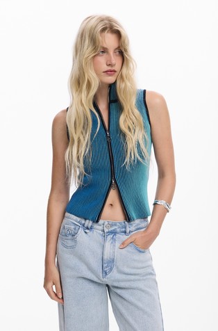 Majica brez rokavov z dvosmerno zadrgo