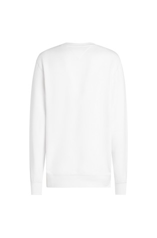 TOMMY HILFIGER Pulover iz bombažne mešanice s flisirano notranjostjo Bela - White 6