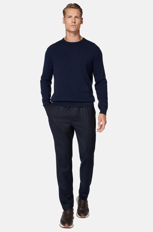 BOGGI MILANO City Trousers in Wool Flannel Navy 4