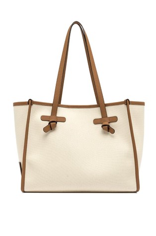 Marcella Original platnena tote torba z usnjenimi obrobami