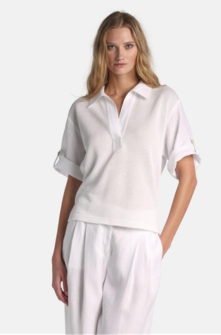 Polo majica iz pletenine in gladke tkanine