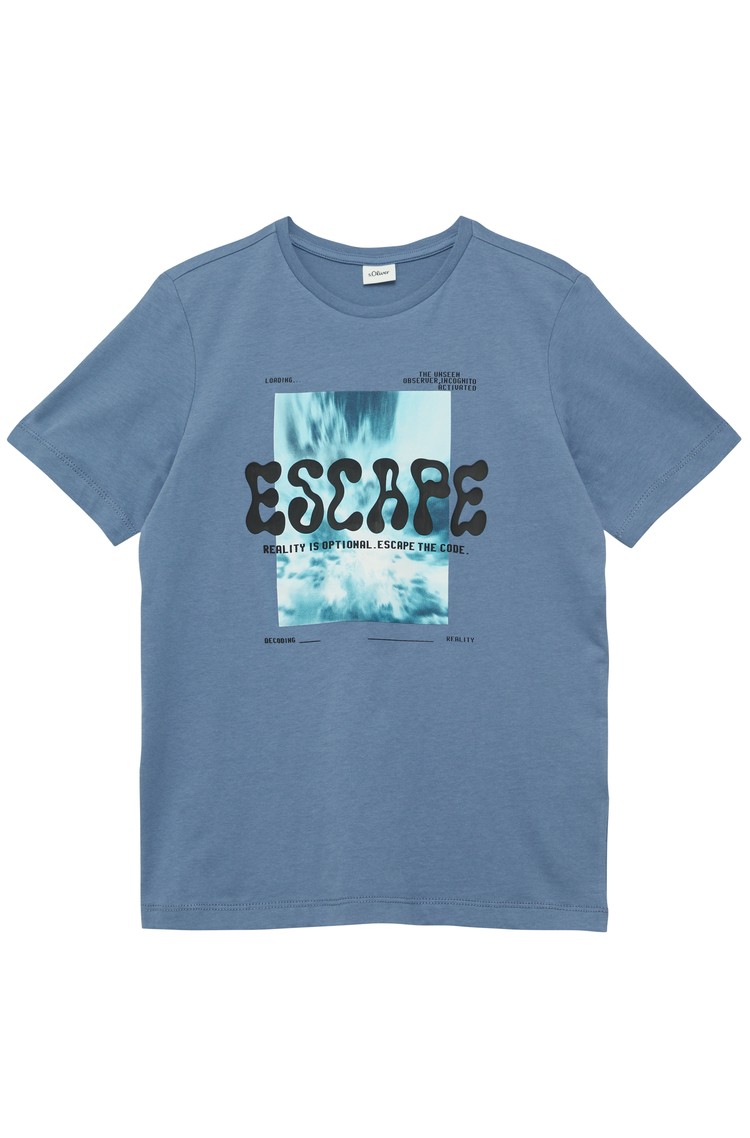 S.OLIVER Cotton T-shirt with a 3D print Blue 