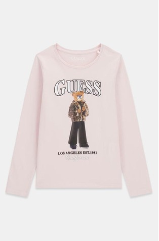 Printed logo long sleeved T-shirt with bear