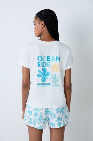 ETAM Ellen cotton short-sleeved pyjama T-shirt White 3