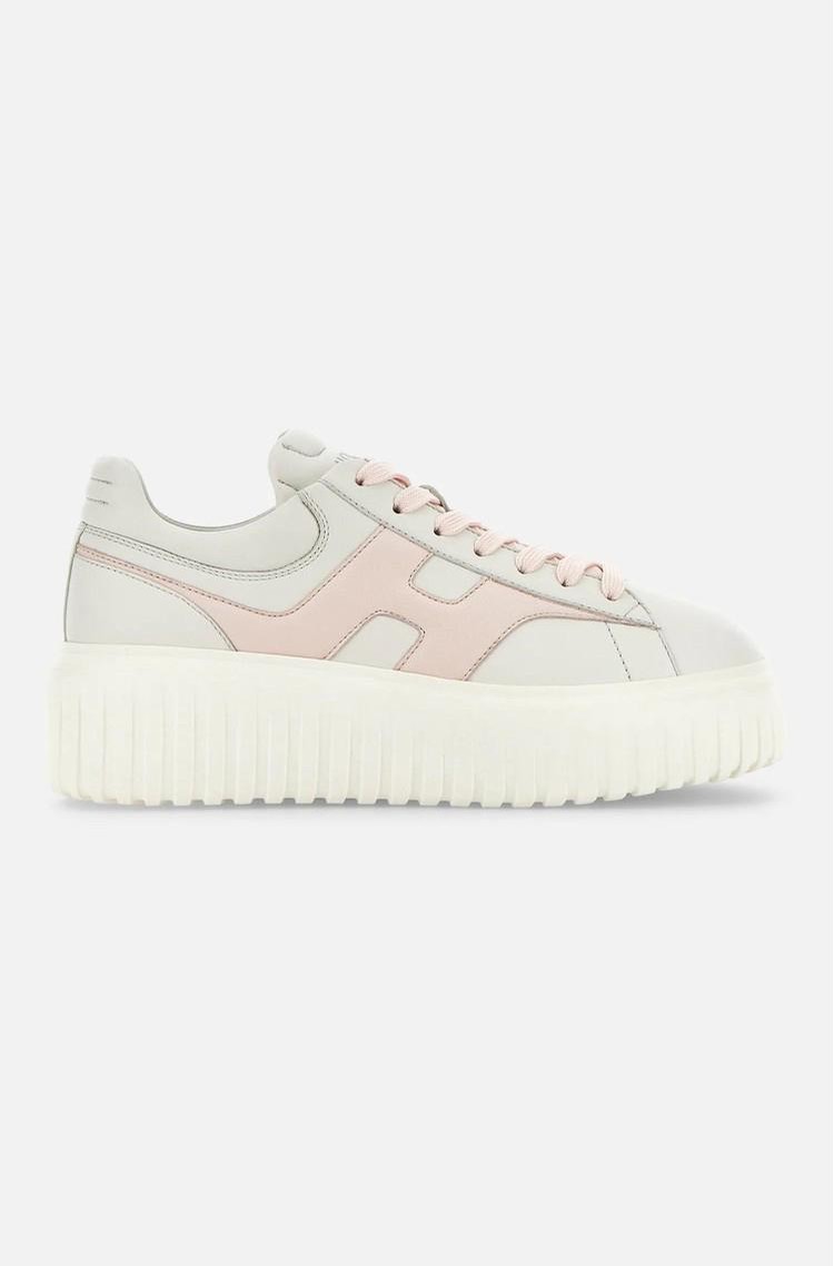 HOGAN H-Stripe usnjene superge Bela - Ivory / Pink 