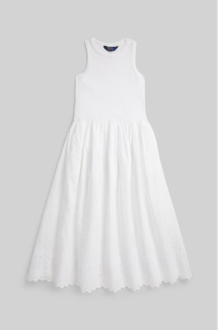 Midi bombažna obleka brez rokavov