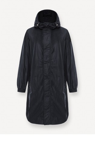 Vodoodbojna daljša jakna s kapuco iz najlona