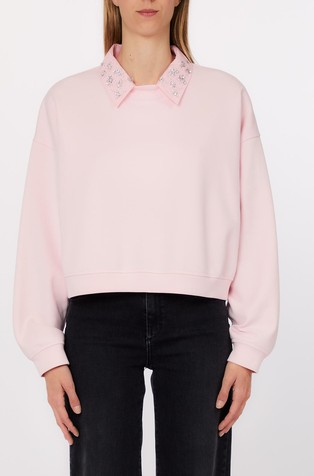 Pulover iz bombažne mešanice s snemljivim ovratnikom